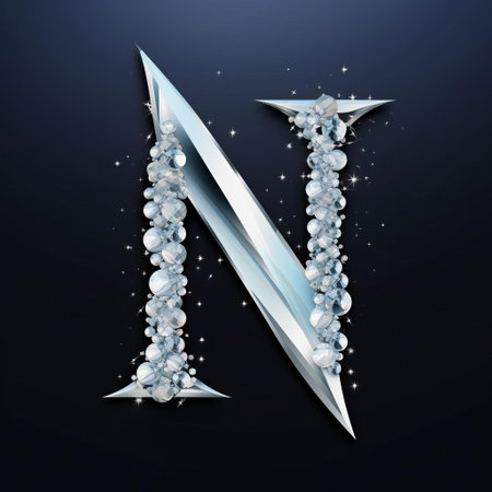 the luxurious jimmy choo-inspired letter n logo, adorned with sparkling rhinestones, shines brightly against a crisp white isolated background, exuding sophistication and glamour, perfect for high-end fashion and luxury brand identities, logos, and monograms. ai generatedの素材