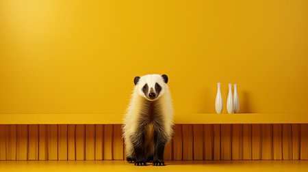 the anteater, with its peculiar snout and curious gaze, takes center stage in this extreme minimalist photography, evoking the whimsical and quirky style of wes anderson, as the subtle, muted tones and sparse composition create a sense of simplicity and elegance, highlighting the beauty of minimalism. ai generatedの素材