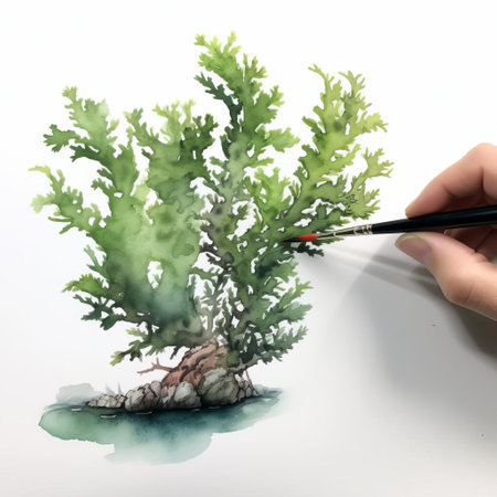 the seaweed, a mesmerizing oceanic treasure, takes center stage in this stunning hyper-realistic watercolor painting, set against a crisp white background that amplifies its vibrant, emerald hues, evoking the mysteries of the underwater world, where marine life and ocean currents converge in perfect harmony. ai generatedの素材