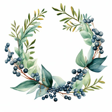 a rustic wreath, crafted from natural forest elements like twigs, leaves, and berries, takes center stage on a pristine white background, evoking a sense of rural charm and serenity, perfect for nature-inspired designs, forest-themed decor, and outdoor enthusiasts, available in stunning uhd 8k resolution. ai generatedの素材