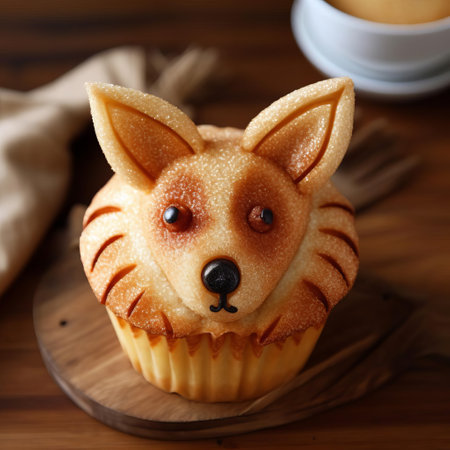 this adorable kangaroo-shaped muffin pastry is a delightful treat for the eyes and taste buds, featuring a soft and fluffy texture, topped with a sweet glaze, perfect for breakfast or snack time, ideal for australian-themed parties or events, and making a great dessert for kids and adults alike. ai generatedの素材