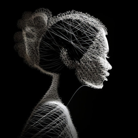 the renaissance art silhouette profile, crafted in the distinctive style of string art, emerges from a striking junction of light and shadow, its pure white and black hues evoking a sense of elegance and sophistication, reminiscent of the classic masterpieces of the renaissance era. ai generatedの素材