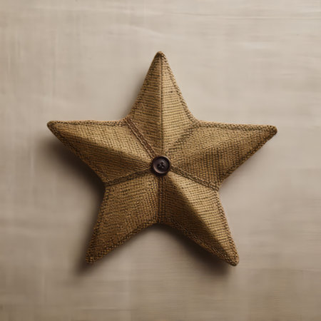 the little star, a charming five-pointed star crafted from high-quality tweed, lies flat against a clean background, showcasing its khaki hue and intricate texture, perfect for fashion designers, crafters, and anyone seeking unique textile inspiration. ai generatedの素材