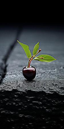 this majestic cherry tree, set against a dramatic black shingle backdrop, showcases the beauty of sustainable design and visually tactile surfaces, captured in stunning detail using a voigtlander bessa r2m camera, with a soft focus effect that adds to the dark gray and black tone aesthetic. ai generatedの素材
