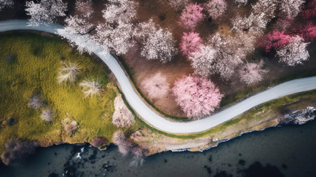 february landscapes unfold majestically, where fresh greenery meets blooming flowers, vibrant colors, and serene white hues, capturing the essence of the season in this stunning professional photograph, perfectly framed to evoke a sense of wonder and awe, courtesy of unsplash. ai generatedの素材