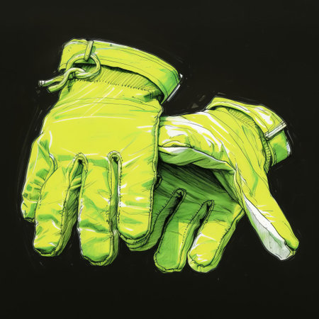 "gloves illustration, set against a vibrant green background, showcases a bright green hand sketch style, blending artistic flair with a pop of color, perfect for fashion, art, and design enthusiasts, highlighting the beauty of hand-drawn sketches and bold color schemes.", ai generatedの素材