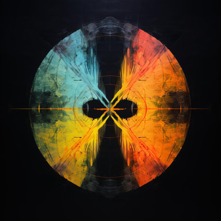 travis scott's vibrant modern art piece showcases a symmetrical, hand-painted, experimental design, blending nordic graphic elements with a minimalist x-ray effect, reminiscent of goya's classic etching art, featuring distressed design elements in a palette of nordic colours, perfect for contemporary art enthusiasts. ai generatedの素材