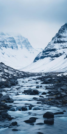 the majestic plateau in iceland's breathtaking landscape serves as a stunning backdrop, reminiscent of the scenic naeroyfjord road leading to mount everest's majestic peak, while evoking the grandeur of aconcagua's snowy forest mountain, fringed with delicate icicles, captured with the tamron 24-70mm f/2.8 di vc usd g2 lens, exuding a sense of minimalist typography and framed family portraits, infused with a touch of gothic fashionの素材
