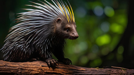 the porcupine, a fascinating creature of the species harpia harpyja, is captured in its natural habitat at a brazilian zoo, showcasing its unique quills and gentle demeanor, a rare sighting of this nocturnal and solitary animal, native to the tropical forests of central and south america. ai generatedの素材
