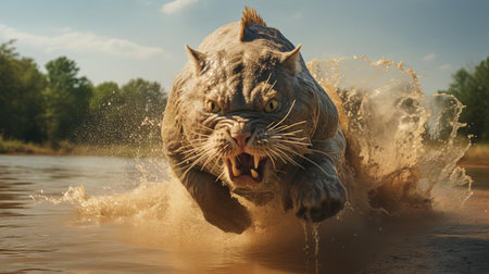 the catfish, with its sleek scales glistening in the sunlight, darts swiftly through the crystal-clear waters, its vibrant colors and intricate patterns on full display, captured in stunning ultra hd, hdr, and 8k resolution using the state-of-the-art canon eos r3 camera, showcasing its ultra-sharp details in cinematic quality. ai generatedの素材