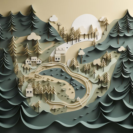 the serene maple valley landscape, crafted with a minimalist design on textured paper, evokes a sense of tranquility, featuring soft earthy tones and gentle brushstrokes, perfect for nature lovers and fans of rustic, countryside scenery, highlighting the beauty of simple, organic art. ai generatedの素材