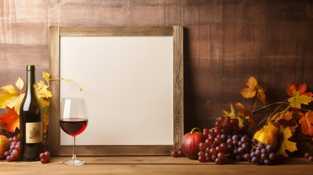 a rustic wine coolers picture frame leans casually against a distressed wall, surrounded by vintage wine barrels and old wooden crates, evoking a sense of rustic charm and sophistication, perfect for wine enthusiasts and home decor aficionados seeking a unique blend of modern elegance and rural charm. ai generatedの素材