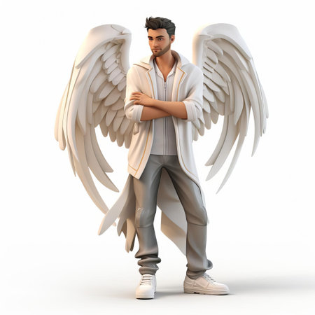 elijah, a skilled 3d graphic designer, is showcased in this stunning full-body image set against a crisp white background, highlighting his creative expertise in digital art, 3d modeling, and visual design, perfect for portfolios, resumes, and professional profiles. ai generatedの素材