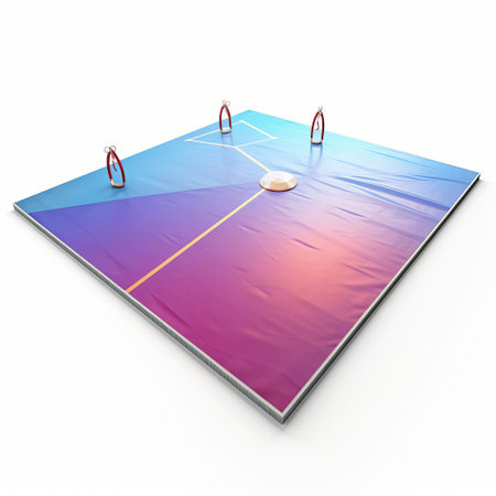 the gymnastics floor mat, a vital training tool for athletes, lies flat on a pristine white isolated background, showcasing its vibrant colors and textured surface, perfect for gymnasts to practice their routines, tumbling passes, and acrobatic skills, highlighting the importance of safety and comfort in gymnastics training. ai generatedの素材
