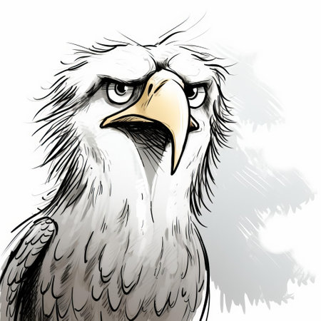 the eagle, a majestic bird of prey, takes center stage in this whimsical, poorly drawn cartoon sketch set against a crisp white background, showcasing the artist's playful take on the iconic symbol of freedom and strength, perfect for fans of quirky illustrations and humorous art. ai generatedの素材