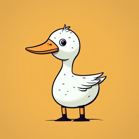 this adorable duck, illustrated in a minimalist doodle style reminiscent of a simple comic strip, showcases its quirky and playful personality in a full-body pose, highlighting its endearing features and charming expression, perfect for fans of whimsical and humorous cartoon characters. ai generatedの素材