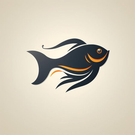 the catfish, a freshwater fish species, is elegantly depicted in a minimalist 2d vector icon style logo, showcasing its distinctive side profile as it gazes downward, perfect for aquatic, fishing, or seafood-related branding and design projects. ai generatedの素材