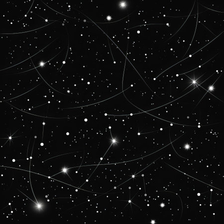 the constellation, a stunning celestial body, is beautifully illustrated in a seamless pattern of black and white hues, set against a crisp white background, showcasing a simple yet elegant 2d vector design that's perfect for astronomy enthusiasts and design lovers alike. ai generatedの素材