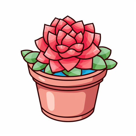 this adorable rosebud coloring page features a delightful 2d cartoon-style illustration of a potted haworthia fasciata plant, perfect for kids to unleash their creativity, set against a crisp white background, with thick black lines and minimal details, ready to be brought to life with vibrant colors. ai generatedの素材