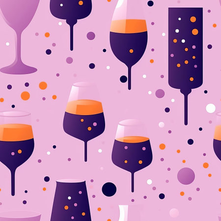 the elegant champagne-inspired endless pattern features a sophisticated blend of violet hues, perfect for adding a touch of luxury and modernity to any design project, ideal for wallpaper, fabric, or gift wrapping paper, evoking feelings of sophistication and refinement. ai generatedの素材