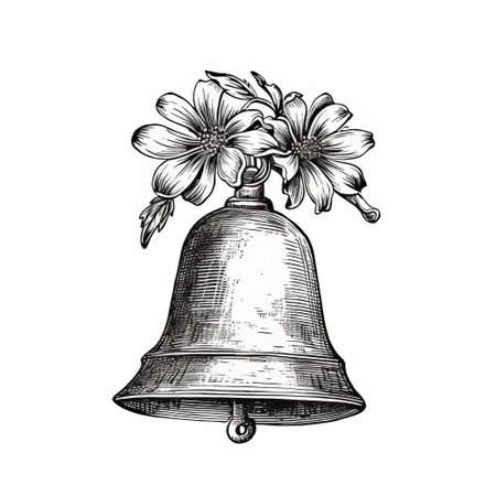 the vintage daisy bell stamp, an isolated old print on a white background, showcases intricate ink details and exquisite line engraving, evoking a sense of nostalgia and classic elegance, perfect for collectors of antique prints, philatelists, and enthusiasts of retro design. ai generatedの素材