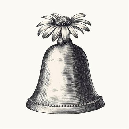 this vintage daisy bell stamp, featuring an intricately designed line engraving, is beautifully isolated on a white background, showcasing the delicate details of the old print, perfect for those who appreciate antique ink stamps and nostalgic ephemera. ai generatedの素材