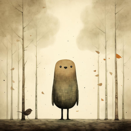 the male figure, illustrated in a stunning full-body portrait, stands out against a nonexistent background, showcasing the exceptional artistry of jon klassen, renowned for his unique and captivating character designs, reminiscent of children's book classics, with bold lines and expressive features. ai generatedの素材