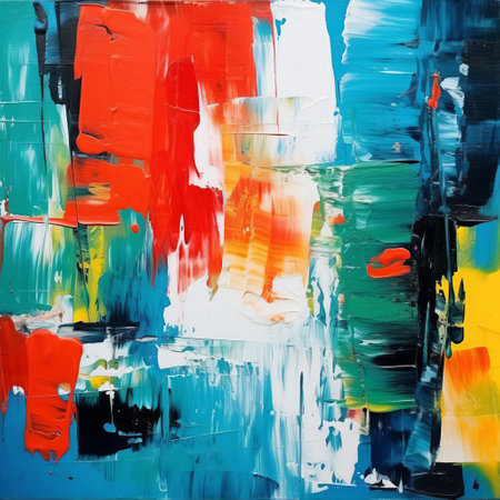 this abstract painting, reminiscent of western art, masterfully blends vibrant gouache hues with intricate leadlight techniques, evoking the expressive style of renowned artist gerhard richter, as swirling colors and textures converge in a dynamic, emotive visual experience. ai generatedの素材