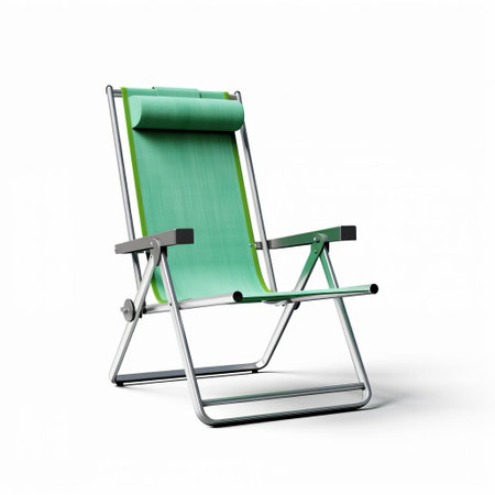 the lawn chair, isolated on a pristine white background, showcases its sleek design and vibrant colors in stunning high resolution, perfect for commercial or personal use, ideal for outdoor furniture enthusiasts, home decor inspiration, and summer vibes. ai generatedの素材