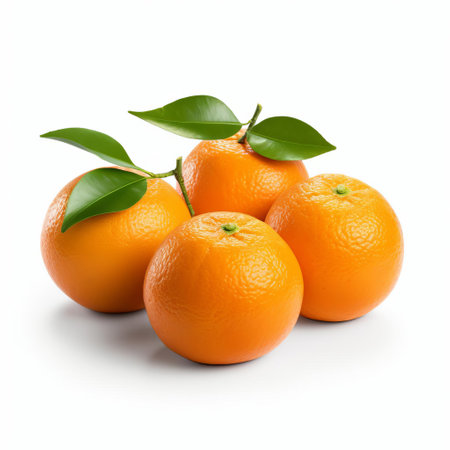 satsumas, a type of mandarin orange, are beautifully displayed in this high-quality image, showcasing three whole fruits isolated on a clean white background, perfect for culinary, food, and fruit-related designs, with a convenient clipping path for easy editing. ai generatedの素材
