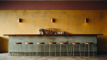 the murphy bar, elegantly placed in a minimalist brutalist setting, exudes simplicity and sophistication, captured in stunning detail with a mamiya rz67 camera, zoomed in to highlight the beauty of industrial design, modern interior decor, and scandinavian-inspired furniture. ai generatedの素材