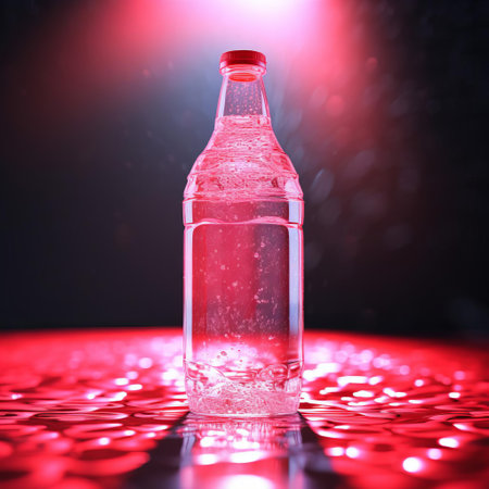a refreshing glass of soda water stands out against a sleek, one-color light background in this stunning 3d render, perfect for advertising, packaging, or culinary designs, highlighting the beverage's fizzy bubbles and crystal-clear liquid, evoking feelings of summertime fun and relaxation. ai generatedの素材