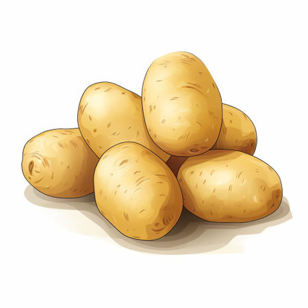 potatoes, a staple food in many cuisines, are beautifully illustrated in this high-quality vector image, set against a clean white background, showcasing their natural beauty in a 2d design, free from gradients, perfect for culinary and food-related designs, cookbooks, and recipe websites. ai generatedの素材
