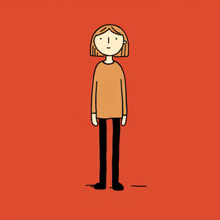 a female figure depicted in a vibrant and playful style by artist jean jullien. the artwork showcases a full body view of the female subject, capturing her unique personality and charm. ai generatedの素材