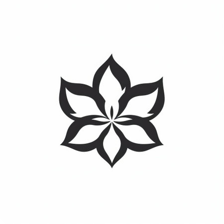 a flower logo sketch featuring a free vector design with symbols, ornaments, and leaves. the design is influenced by the zen buddhism style, papua new guinea art, and japanese woodblock prints. it showcases monochrome simplicity and a stylistic influence from mughal art. the matte photo highlights the intricate details of the design. ai generatedの素材