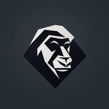 a minimalistic logo graphic featuring a wolf, tiger, and gorilla in a unique design inspired by zbrush. the icon showcases dramatic shadows, faceted shapes, and monochromatic minimalist portraits. with a low resolution and angular geometry, this birds-eye-view artwork captures attention with its striking and bold aesthetic. ai generatedの素材