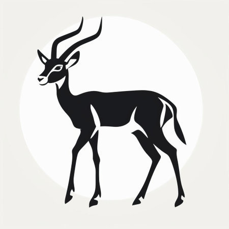 african gnu antelope stock vector illustration featuring minimalist simplicity of forms. the design showcases dark white and light black tones with modernist clean lines. subtle shading adds depth to the image, resulting in a high-quality photo. the stenciled iconography adds a unique touch to this captivating illustration. ai generatedの素材