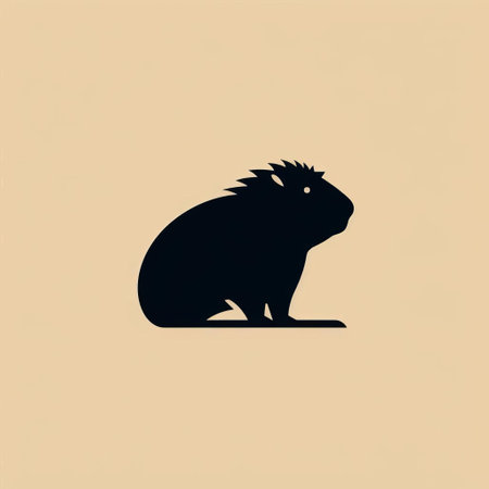 a sleek and polished black capybara icon, exuding strength and determination with refined lines and precise details. this elegant design stands out against a clean white background, capturing the essence of this fascinating creature. ai generatedの素材