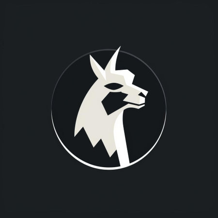 the alpaca head logo features a sleek and stylized design, with a deceptively simple composition. set against a black background, the dark white image showcases faceted shapes reminiscent of dragon art and the art of the upper paleolithic era. despite its low resolution, the logo exudes a modern and sophisticated aesthetic. ai generatedの素材
