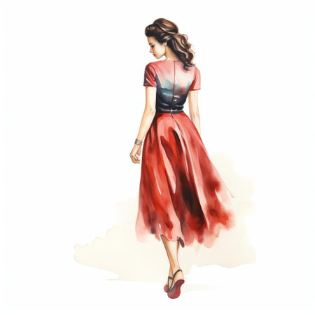 alexa, a stunning single figurative portrait, stands out against a crisp white background, exuding vintage charm with a mesmerizing watercolored effect, evoking a sense of nostalgia and classic elegance, perfect for art enthusiasts and collectors of retro-inspired masterpieces. ai generatedの素材