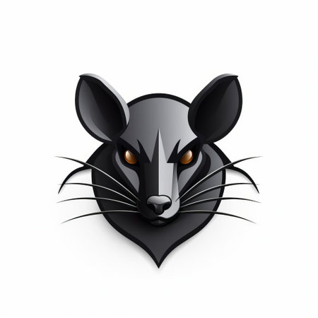 a sleek and polished black rat icon with refined lines and precise details, exuding strength and determination. this elegantly designed icon stands out against a clean white background, capturing attention with its striking appearance. ai generatedの素材