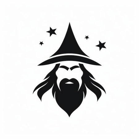 the sorcerer icon, set against a clean white background, showcases a mesmerizing pattern of mystical symbols and intricate details, evoking a sense of magic and fantasy, perfect for digital designs, logos, and illustrations related to mysticism, fantasy, and mythology. ai generatedの素材