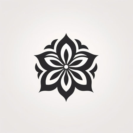 an origami flower silhouette on a white background, inspired by byzantine-style iconography. this sophisticated woodblock design features circular shapes and minimalistic sophistication. with dark symbolism and highly ornamented details, it exudes fluid simplicity. ai generatedの素材