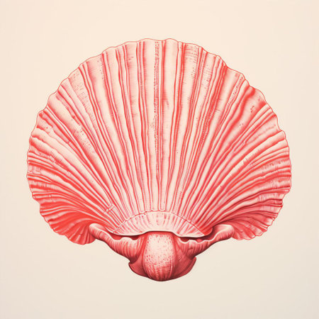 the clam, beautifully illustrated in a minimalist style, takes center stage in this vibrant risograph print, showcasing its full body in intricate detail, perfect for ocean lovers and design enthusiasts alike, adding a touch of underwater charm to any room. ai generatedの素材