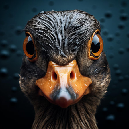the american black duck, with its striking iridescent feathers, is showcased in a stunning close-up portrait, highlighting its distinctive facial features, captured in a vibrantly surreal fashion, exemplifying the beauty of wildlife photography, showcasing the intricate details of this majestic bird species in its natural habitat. ai generatedの素材