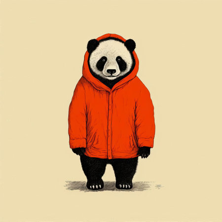 this adorable panda illustration showcases the majestic creature in a minimalist screenprint design, beautifully rendered in a vibrant risograph print, capturing the full body of the beloved bear in a stunning visual representation, perfect for animal lovers and art enthusiasts alike. ai generatedの素材