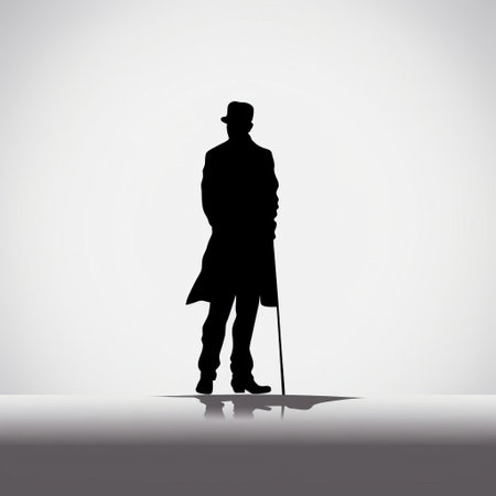 christopher stands tall in this stunning black and white full-length silhouette, capturing the essence of a mysterious figure against a dark background, evoking emotions and sparking imagination, perfect for art enthusiasts and photography lovers of monochrome portraits and silhouettes. ai generatedの素材