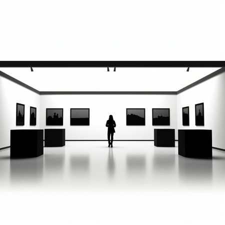 the silhouette, a stunning solid black outline of a gallery, stands out against a crisp white background, exuding a sense of simplicity, minimalism, and clarity, perfect for designs requiring a clean and modern aesthetic, ideal for architecture, art, and design-related projects. ai generatedの素材