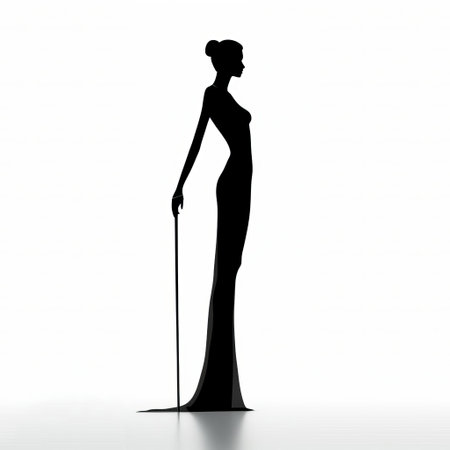 susan's silhouette stands out in stark contrast against a pristine white background, showcasing her slender and statuesque figure, accentuating her tall and lean physique, evoking a sense of elegance and sophistication, perfect for fashion, beauty, and wellness inspiration. ai generatedの素材