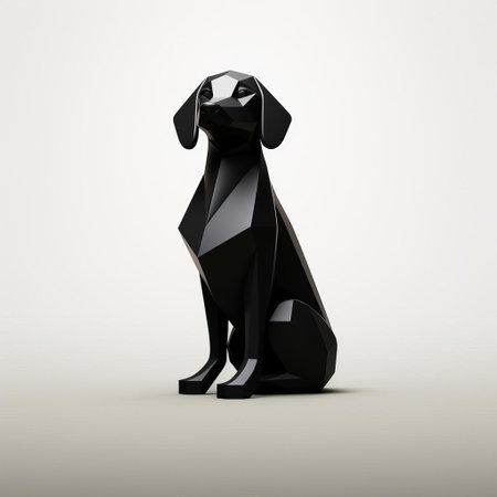 a sleek and polished black dog icon with refined lines and precise details, exuding strength and determination. this elegant design stands out against a clean white background, making it visually striking and captivating. ai generatedの素材